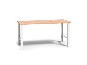 Pracovní stůl do dílny WL, buková spárovka, pevné kovové nohy, 2000 mm