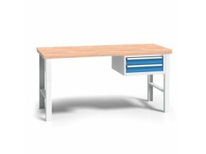 vyskove nastavitelny pracovni stul do dilny wl se zavesnym boxem na naradi bukova sparovka 2 zasuvky 1700 x 685 x 840 1050 mm 112402