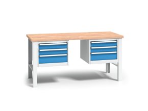 vyskove nastavitelny pracovni stul do dilny wl se 2 zavesnymi boxy na naradi bukova sparovka 6 zasuvek 2000 x 685 x 840 1050 mm 112387