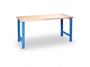 Dílenský pracovní stůl GÜDE Variant, buková spárovka, 1200 x 685 x 840 mm, modrá