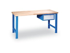 dilensky pracovni stul gd se zavesnym boxem na naradi bukova sparovka 1 zasuvka 1200 x 685 x 850 mm modra 112410