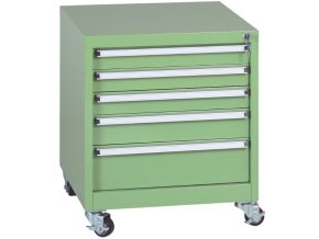 Pojízdný dílenský vozík na nářadí k pracovním stolům do dílny GL, 5 zásuvek, 565 x 580 x 670 mm