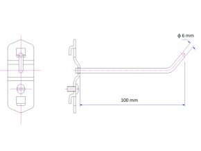 Jednoduchý hák - zahnutý - držák nářadí pro EUROPERFO panely