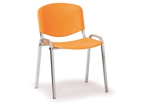 Plastová židle ISO, oranžová, konstrukce chromovaná