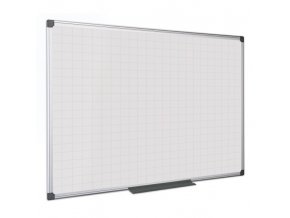 Bílá magnetická popisovací tabule s potiskem, čtverce/rastr, 900 x 600 mm
