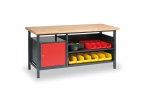 dilensky pracovni stul gd bukova sparovka 1 skrinka 1 police 1700 x 685 x 850 mm antracit cervena 3419
