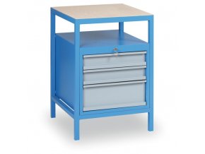 Přístavný dílenský zásuvkový box na nářadí k pracovním stolům GÜDE, 3 zásuvky, 1 police, 575 x 600 x 850 mm, modrá