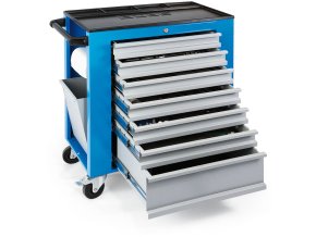 Dílenský vozík na nářadí GD, 7 zásuvek, 750 x 440 x 860 mm, modrá