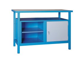 dilensky pracovni stul gd smrk bukova preklizka 1 skrinka 1 police 1190 x 600 x 850 mm modra 3431