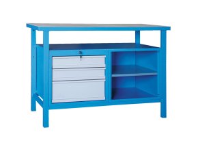 dilensky pracovni stul gd smrk bukova preklizka 3 zasuvky 1 police 1190 x 600 x 850 mm modra 3433