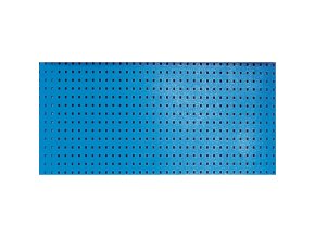 Perforovaný zadní panel na nářadí k pracovním stolům GD, otvory 10 x 10 mm, rozteč 38 x 38 mm, modrá