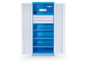 dilenska kovova skrin na naradi gd 4 police 3 zasuvky svarovana nosnost 60 kg 780 x 580 x 1920 mm 3451