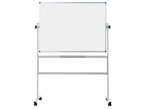 Mobilní otočná oboustranná bílá popisovací tabule, magnetická, 1200 x 900 mm