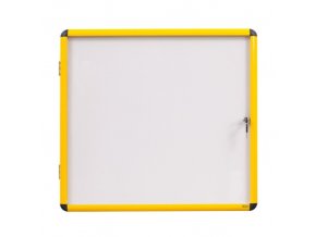 Vnitřní vitrína s bílým magnetickým povrchem, žlutý rám, 720 x 674 mm (6xA4)