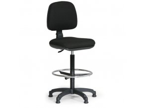 Zvýšená látková pracovní židle MILANO s opěrkou nohou, kluzáky, černé