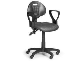 Pracovní židlle na kolečkách PUR s područkami, asynchronní mechanika, pro měkké podlahy