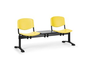 plastova lavice do cekaren iso 2 sedak se stolkem zluta cerne nohy 24409
