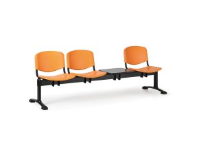 plastova lavice do cekaren iso 3 sedak se stolkem oranzova cerne nohy 24417