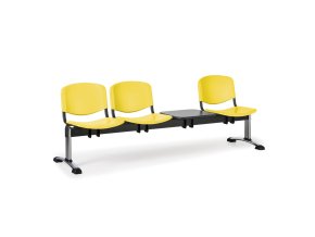 plastova lavice do cekaren iso 3 sedak se stolkem zluta chrom nohy 25403