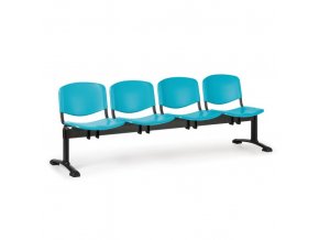Plastová lavice do čekáren ISO, 4-sedák, zelená, černé nohy