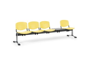 plastova lavice do cekaren iso 4 sedak se stolkem zluta chrom nohy 25413