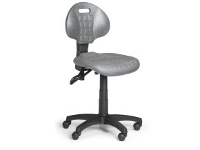 Pracovní židle PUR bez područek, asynchronní mechanika, pro měkké podlahy, šedá