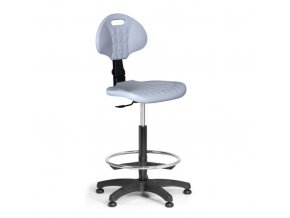 Pracovní židle PUR bez područek, asynchronní mechanika, kluzáky, šedá