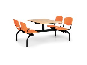 jidelni set 1930 x 1200 oranzova sedadla deska buk 1173