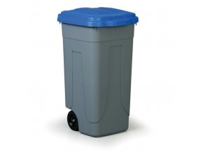 Mobilní plastový odpadkový koš 100 L, modré víko