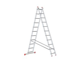 Hliníkový dvoudílný výsuvný žebřík VENBOS HOBBY, 2x11 příček, 5,06 m