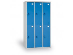 Šatní skříňka s úložnými boxy, 6 boxů, modré dveře, cylindrický zámek