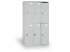 Šatní skříňka s úložnými boxy, 6 boxů, 1820 x 900 x 500 mm, cylindrický zámek, šedé dveře