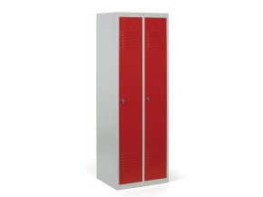 kovova satni skrinka economic demontovana 2 oddily 1800 x 600 x 500 mm otocny zamek cervene dvere 58406