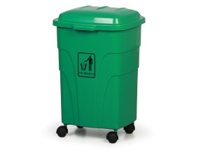 plastovy odpadkovy kos na trideni odpadu na koleckach 70 litru zeleny 4183