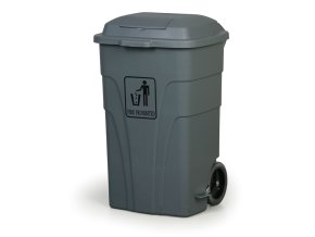 Plastový odpadkový koš na kolečkách, 120 l, šedý