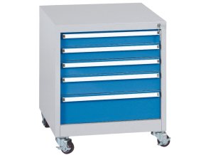 Pojízdný dílenský vozík na nářadí k pracovním stolům do dílny WL/BL, 5 zásuvek, 565 x 580 x 670 mm