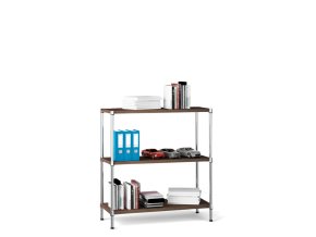 Chromovaný regál s laminovanými policemi, 900 x 900 x 450 mm