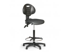 Pracovní židle s kluzáky PUR, asynchronní mechanika, černá