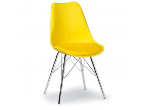 Plastová konferenční / jídelní židle s koženým sedákem CHRISTINE, žlutá