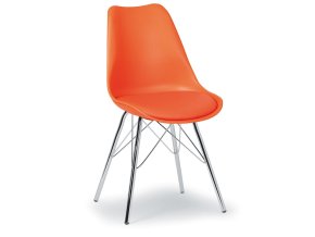 Plastová konferenční / jídelní židle s koženým sedákem CHRISTINE, oranžová