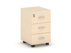 Kancelářský zásuvkový kontejner na kolečkách ARRISTO LUX, 3 zásuvky, bříza