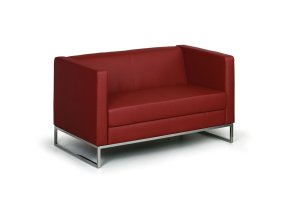 Kožená sedací souprava CUBE, dvoumístná, červená