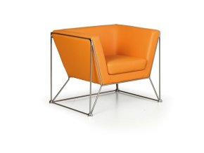 Kožené křeslo NET, oranžové