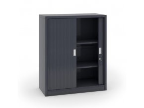 Kovová skříň s roletovými dveřmi, 1200 x 1000 x 450 mm, tmavě šedá