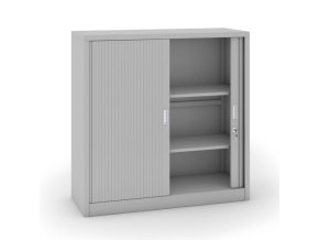 kovova skrin s roletovymi dvermi 1200 x 1200 x 450 mm svetle seda 28717