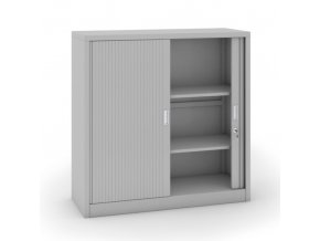 Kovová skříň s roletovými dveřmi, 1200 x 1200 x 450 mm, světle šedá