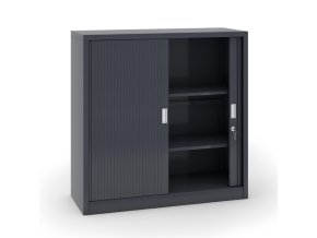 kovova skrin s roletovymi dvermi 1200 x 1200 x 450 mm tmave seda 28718