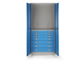 dilenska zasuvkova skrin na naradi 7 zasuvek perforovana 920 x 500 x 1850 mm 112194