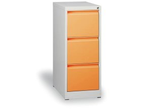 Kovová kartotéka A4, 3 zásuvky, demontovaná, oranžová
