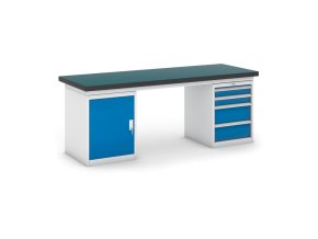 Pracovní stůl do dílny GB se skříňkou a zásuvkovým boxem na nářadí, 2100 mm